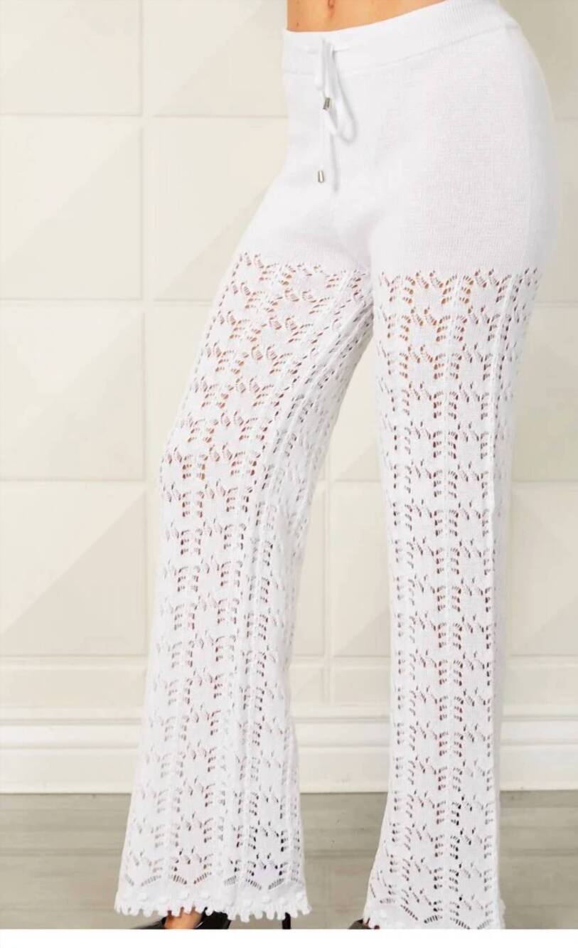 NEW FRENCH KYSS crochet drawstring pants in white